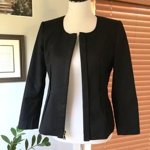 Tahari Simple Black Career Zip Front Jacket Size 8